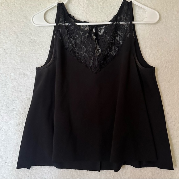 Express Tops - Express 2010s Black Lace Trim Tank Top